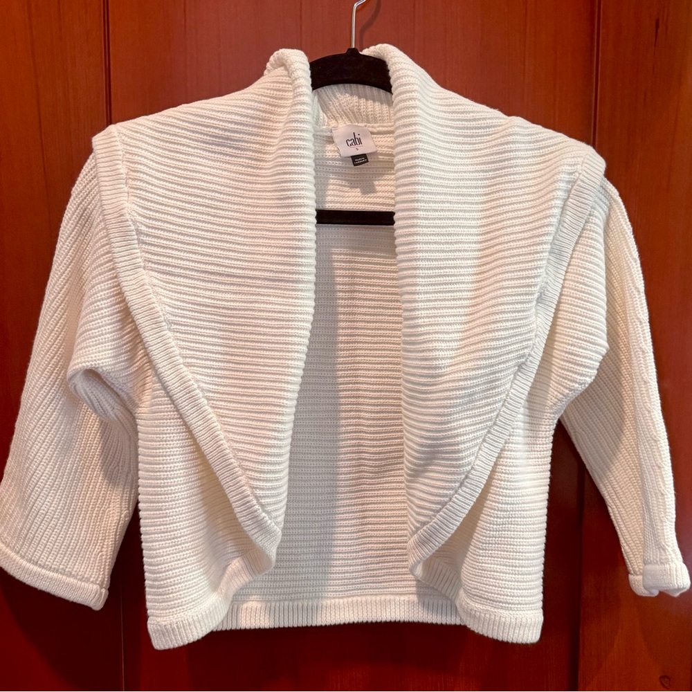 CAbi Circle Women's White/Cream Open-Front Sweater Shrug